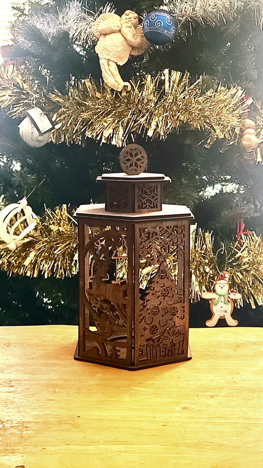 Laser cut wooden Christmas Lantern